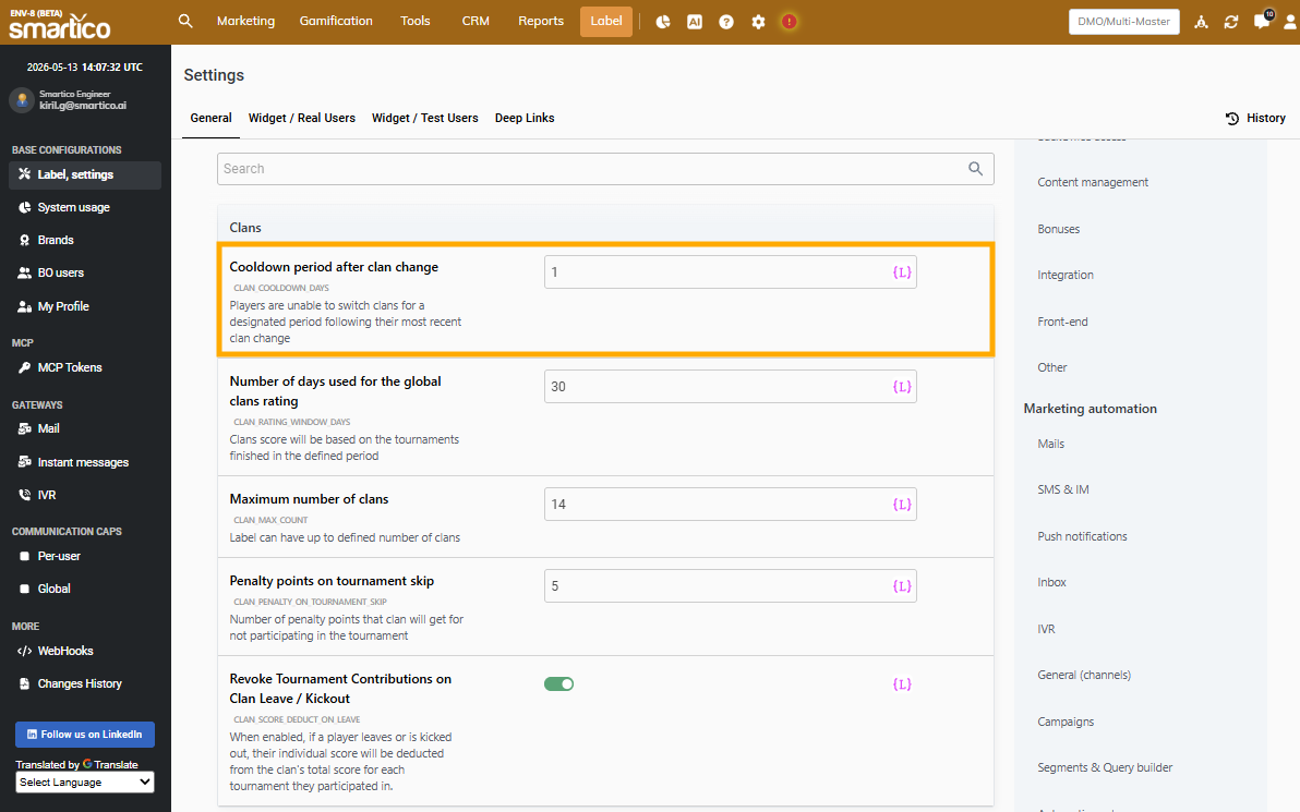BO: Label settings for the cooldowl period on clan switch
